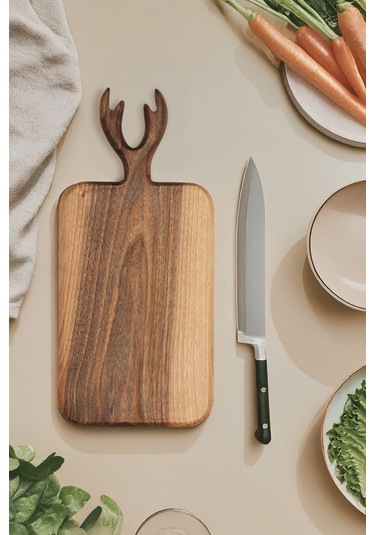 Yekpare Masif Ahşap Sunum Tahtası Kesme Tahtası Ceviz Medium 2