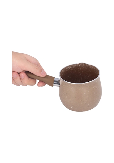 Xiyyadms 10cm Gıda Kalitesi Alüminyum Alloy Kahve Potu - Anti-yanık Tek Saplı, Kaynamaz Kaplama, Süt/çikolata/şurup Isıtma, Ev/restoran Kullanıma Uygun Kahverengi