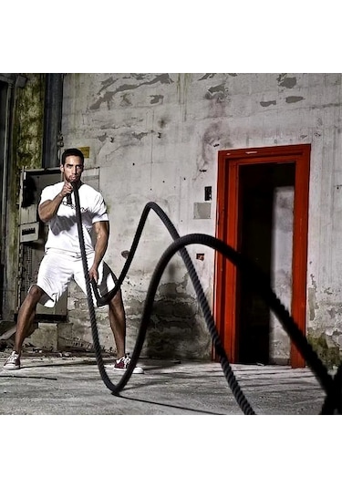 Ckspor Dayanıklı Kılıflı Antrenman Halatı 10 Metre 38 Mm Battle Rope Crossfit Dayanıklılık Güç Antrenmanı