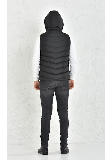Wapp Unisex Siyah Jel Dolgu Kapüşonlu Şişme Yelek