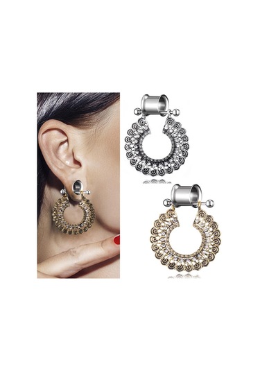 Homyl 1 Çift Paslanmaz Çelik Kulak Ölçer Tünel Kiti Altın