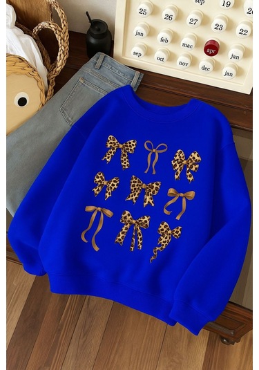 Dm Dolce More 3 İplik Penye Çilek Baskılı Unisex Sweatshırt Saks Mavisi