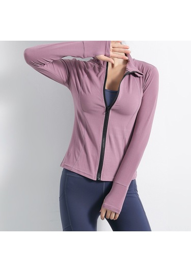 Gajeena Kadın Spor Ceketi - Nefes Alabilir, Hızlı Kuruma, Parmak Delikli, Yoga Ve Koşu İçin Mor