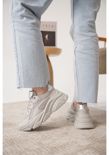 D383 Günlük Ortopedik Kadın Sneaker Spor Ayakkabı Gri