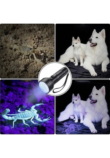 Wondernest 51 Led 395nm Uv Led Feneri, Evcil Hayvan İdrarı Algılama Desteği Siyah, Küçük Boyutlu Siyah