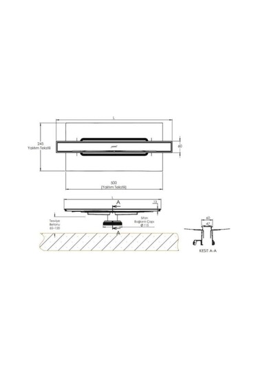 Hüppe Galata A  Duş Kanalı Seti 60 CM Mat kanal+sifon