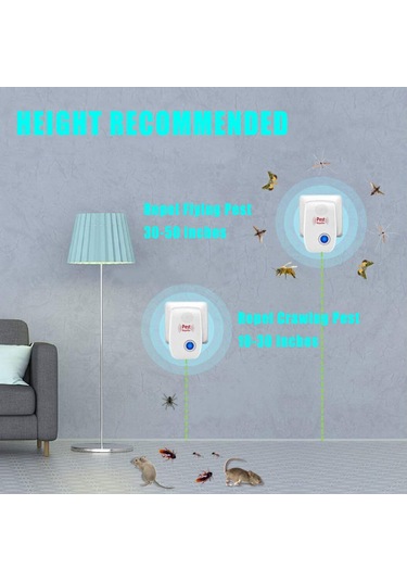 Yifomall 6'lı Paket Abs Ultrasonik Kovucu - 800-1200 Ft² Kaplama, 4-6w, Ac 90-250v, Mavi Işık, Uzun Avrupa Şarjı İç Kullanım Beyaz