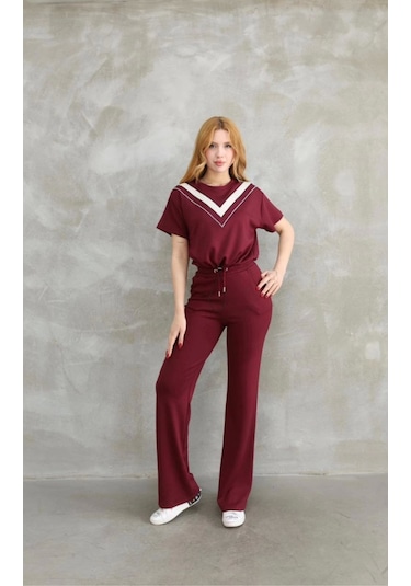 Modaserdem Osy Modal Yumuşak Dokulu Kumaş Bisiklet Yaka Parçalı Detaylı Kısa Kollu Takım - Bordo Bordo Modaserdem Osy Modal Yumuşak Dokulu Kumaş Bisiklet Yaka Parçalı Detaylı Kısa Kollu Takım - Bordo Bordo