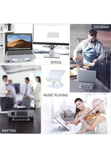 Pazly Dizüstü Bilgisayar Standı, Ergonomik Alüminyum, Isı Yönlendirici, 11-17 İnç Uyumlu