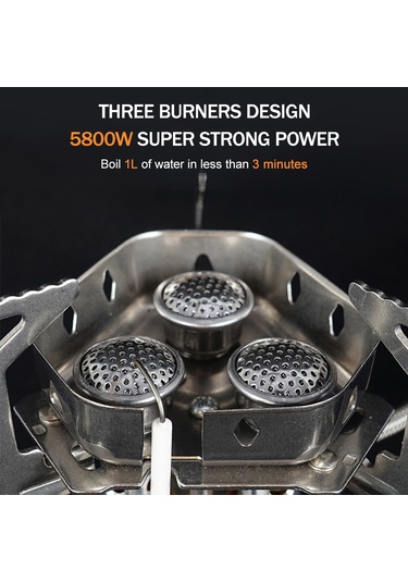 Ximistore9 Tomshoo Taşınabilir Üç Aynalı Kamp Ocağı - Kompakt, Katlanabilir, Çelik Ve Bakır Malzeme İle Dış Etkinlikler İçin Gümüş