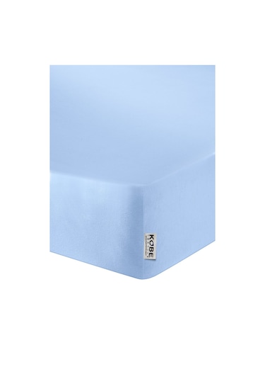 Penye Lastikli Çarşaf, Battal Çift Kişilik , Açık Mavi, Pamuk-elastan Örme Kumaş, 230 Gr/m² Açık Mavi