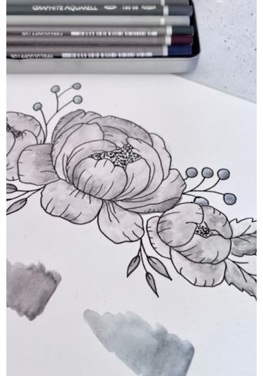 Canson Montval 18x25 Cm 300gr 12 Yp Cretacolor 6'lı Aquarell Sulandırılabilir Fırçalı Eskiz Set