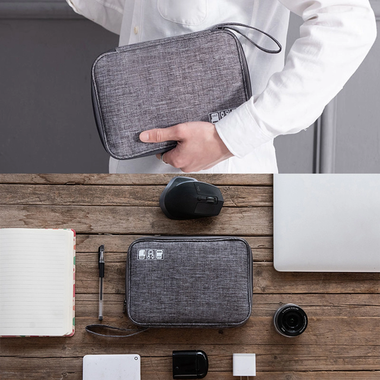 Moveevo Üst Mavi Taşınabilir Elektronik Aletler Saklama Çantası - Powerbank, Şarj Kablosu Ve Kulaklık Koruyucu Organizatör Çok Renkli