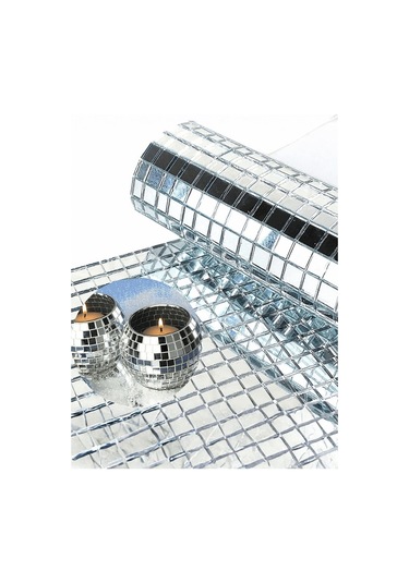 Büro Ev Ofis Etkinik Dekoru İçin 30x30cm Yapışkanlı Kare Silver Cam Mozaik Fayans Aynalı Dekor Panel