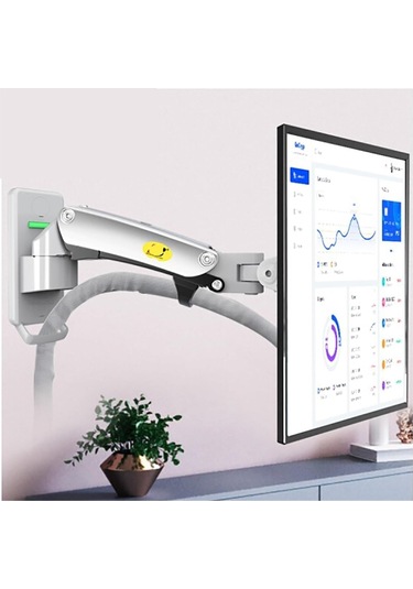 F120 17-27 İnç Gaz Yay Tam Hareketli Tv Duvar Montajı Lcd Monitör Stand Alüminyum Kol Stand Gümüş Siyah Siyah