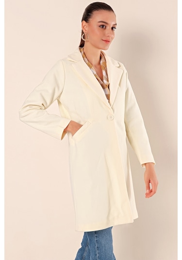 Bigdart 9085 Kaşe Kadın Kaban Krem 001
