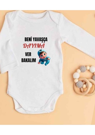 Lupi İsimli Zıbın Yazılı Bebek Zıbın Füme-pudra Beyaz