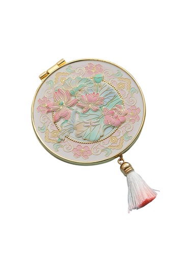 Suntek Seyahat Makyaj Aynası Yuvarlak Yaratıcı Kozmetik Çanta Pembe