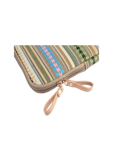 Ebitda Lisen 34,5x24x1,5cm 13 Dizüstü Bilgisayar Taşıma Çantası - Koyu Kırmızı Etnik Desen/ Çok Renkli