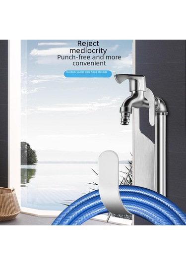 Yuntech01 304 Paslanmaz Çelik Bahçe Hortumu Rakusu - Dış Mekan Su Borusu Tutucusu Duvar Tipi Beyaz, Su Musluğu Kanca İle Düzenli Saklama