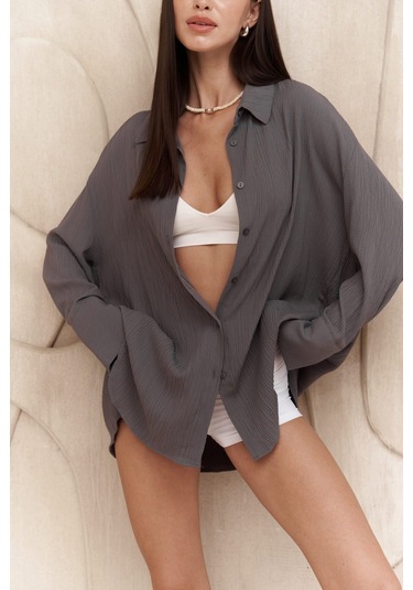 Durres Füme Oversize Gömlek Füme