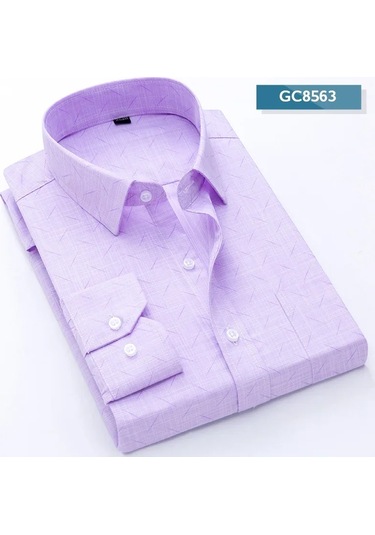 Snapbuy 2024 Erkek Slim Fit Baskılı Gömlek Uzun Kollu Rahat İş Elbisekoyu Gri Koyu Gri