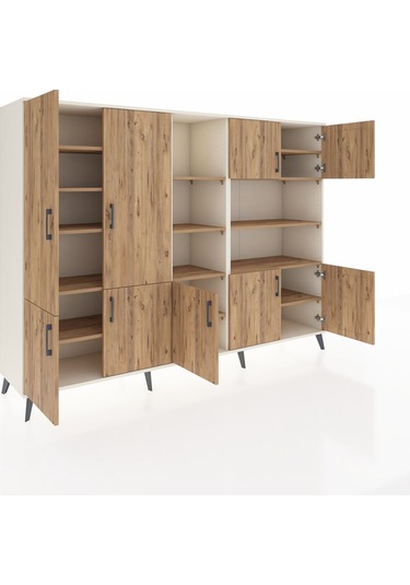 Hyperion Dolap 14 Raflı 9 Kapaklı 220x44x163 Aytaşı-çam Aytaşı-çam