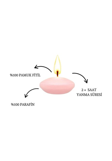 50'li Paket 3.5 Cm Açık Pembe Yüzen Mumlar Pembe