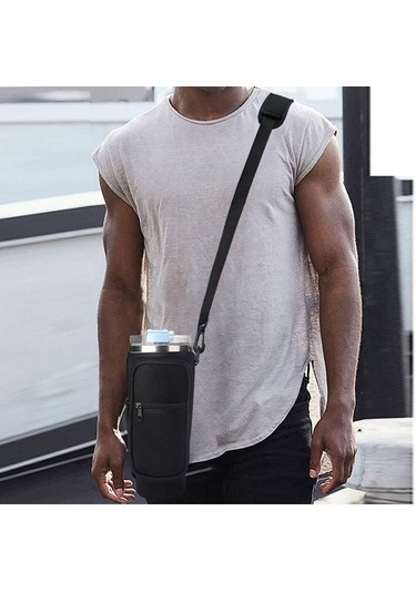 Beyaz Telefon Cepli Su Şişesi Taşıma Çantası - Açık Havada Seyahat Ve Spor İçin Ayarlanabilir Omuz Askısı