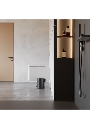 Zift Unique Paslanmaz Çelik Mat Siyah Çöp Kovası, Pedallı Ve Amortisörlü Modern Çöp Kovası 5lt Siyah