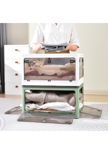 Sones Katlanabilir Plastik Saklama Kutusu Tekerlekli İstiflenebilir Depolama Düzenleyici 37 X 26,5 X 22 Cm, Renk: Sarı