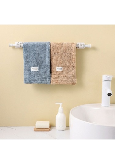 Dancemonkey Tutucu Teleskopik Perde Kancalı Havlu Askılık Dolap Çubuğu Cbtx Beyaz Banyo Askısı 30-50cm 2 Beyaz