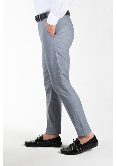 Kül Gri Slim Fit Pamuklu İtalyan Kesim Pantolon Kül Gri