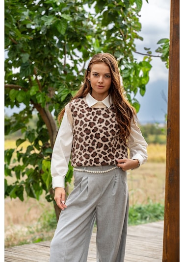 Verdeblanco Leopar Desenli Süveter Leopar Çok Renkli