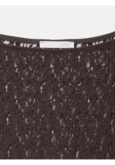 Dilvin 32763 Kayık Yaka Dantel Top-koyu Kahve