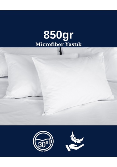 Microfiber Kumaş Boncuk Silikonlu 850gr Beyaz Yastık 50x70 Beyaz