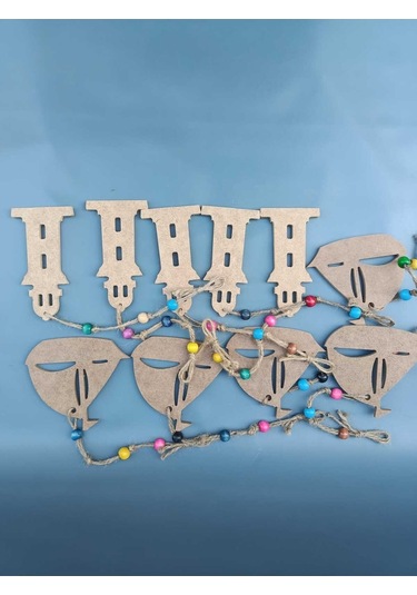 Na Neşeli Ahşap İpli Sarkaç Takımı Oda , Kapı , Duvar , Balkon , Bahçe ,yazlık Süsü. Okul Etkinlik ,ham Ahşap Boyama Model 10lusarkaçset3