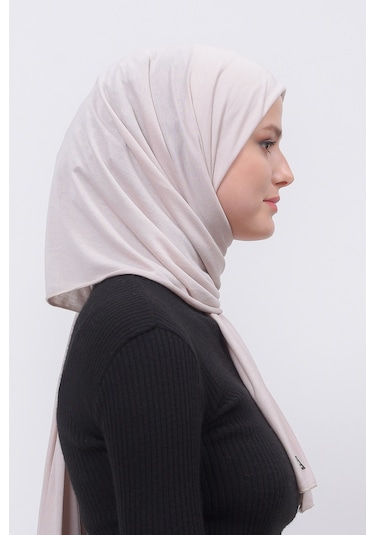 Altobeh Tesettür Kadın Düz Renk Penye Şal Hijab - Açık Latte