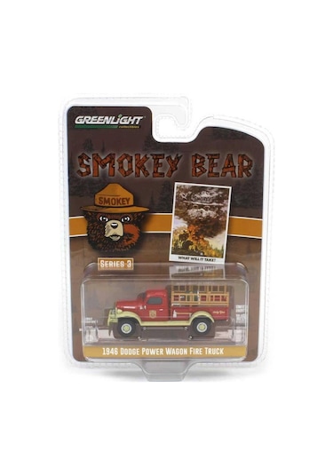 Greenlight Smokey Bear Series 3- 1946 Dodge Power Wagon Fire Truck 1/64 Model Araba