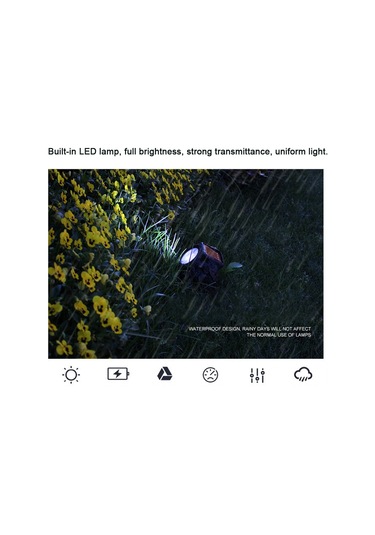 Yunboo Dış Mekan Gölge Lambası, Güneş Enerjili Taş Desenli Bahçe Aydınlatması, Led Isı Ve Beyaz Işık, Su Geçirmez, Pvc Malzeme