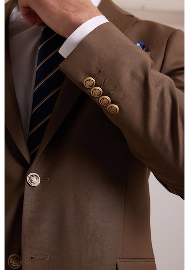 Erkek Taba Regular Fit Mono Yaka Blazer Ceket 001