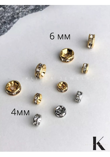 Klipsa Jewelry 20 Adet, 6 3 Mm Altın Rengi Taşlarla Süslenmiş Boncuklar İçin Ayırıcılar 243395145