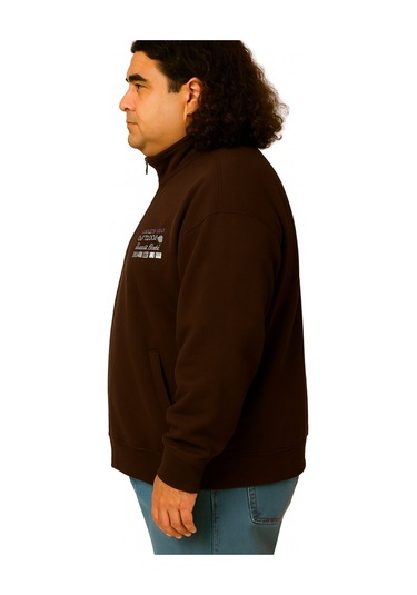 Erkek Büyük Beden 122-158 Kilo Arası İçin Uygun Pamuklu Geniş Kalıp Dik Yaka Fermuarlı Sweat Mont Kahve Erkek Büyük Beden 122-158 Kilo Arası İçin Uygun Pamuklu Geniş Kalıp Dik Yaka Fermuarlı Sweat Mont Kahve
