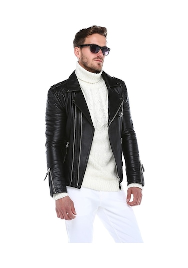 Derinss Leather Derinss Der117 Hakiki Deri Erkek Siyah Mont