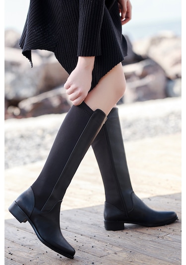 D3025 Kadın Günlük Çizme Siyah