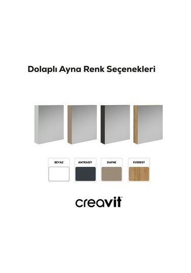 Creavit D20 60 Cm Melamin Aynalı Dolap Antrasit