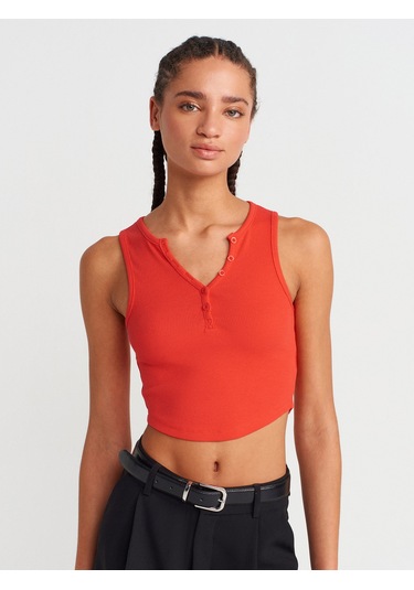 Dilvin 20844 Önü Düğmeli Top-k.kırmızı K.kırmızı