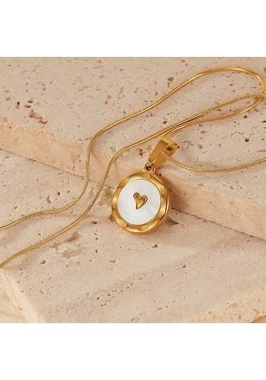 Sones Opk Gx2425 Paslanmaz Çelik Yuvarlak Kalp Kolye Mizaç Köprücük Kemiği Zinciri