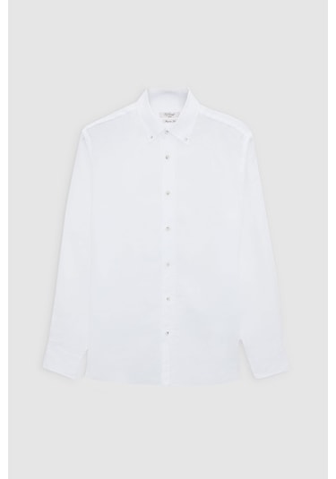D'S Damat Ds Damat Comfort Beyaz Düz %100 Keten Gömlek 4hc02ap01265m Beyaz