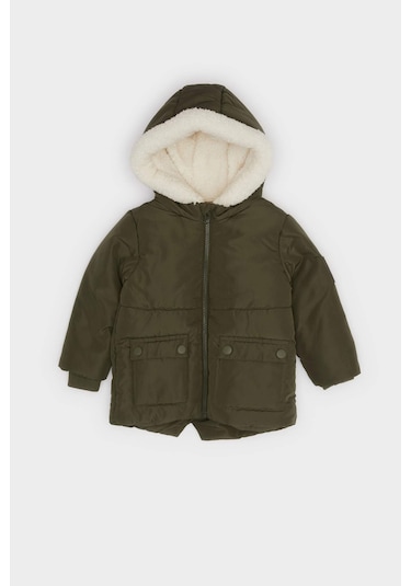 Defacto Erkek Bebek Su Geçirmez Kapüşonlu Pelüş Astar Fermuarlı Mont A2843a525wnkh215 Haki